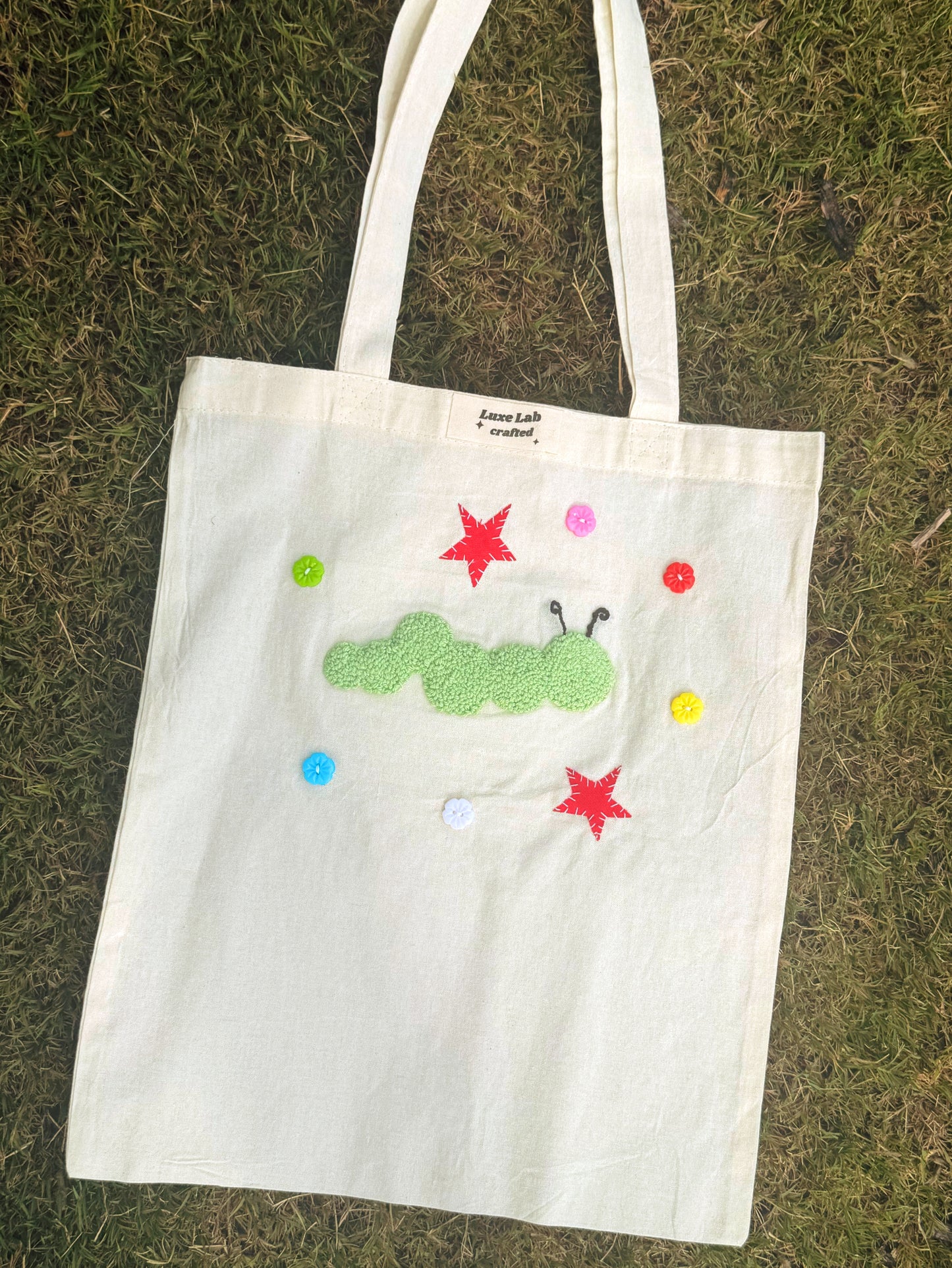 Punch Needle Caterpillar Tote Bag