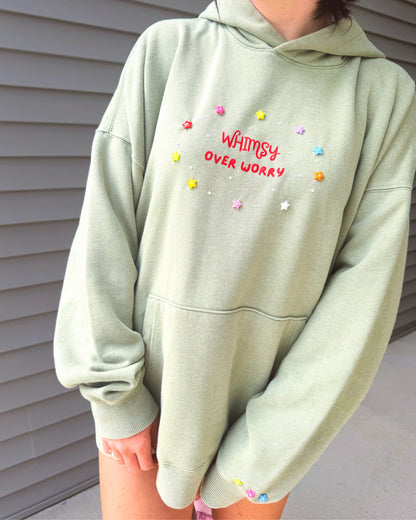 Dusty Green Oversized Whimsy Button Hoodie