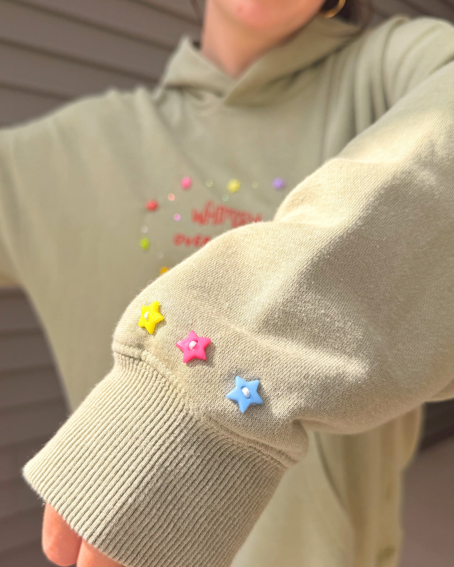 Dusty Green Oversized Whimsy Button Hoodie