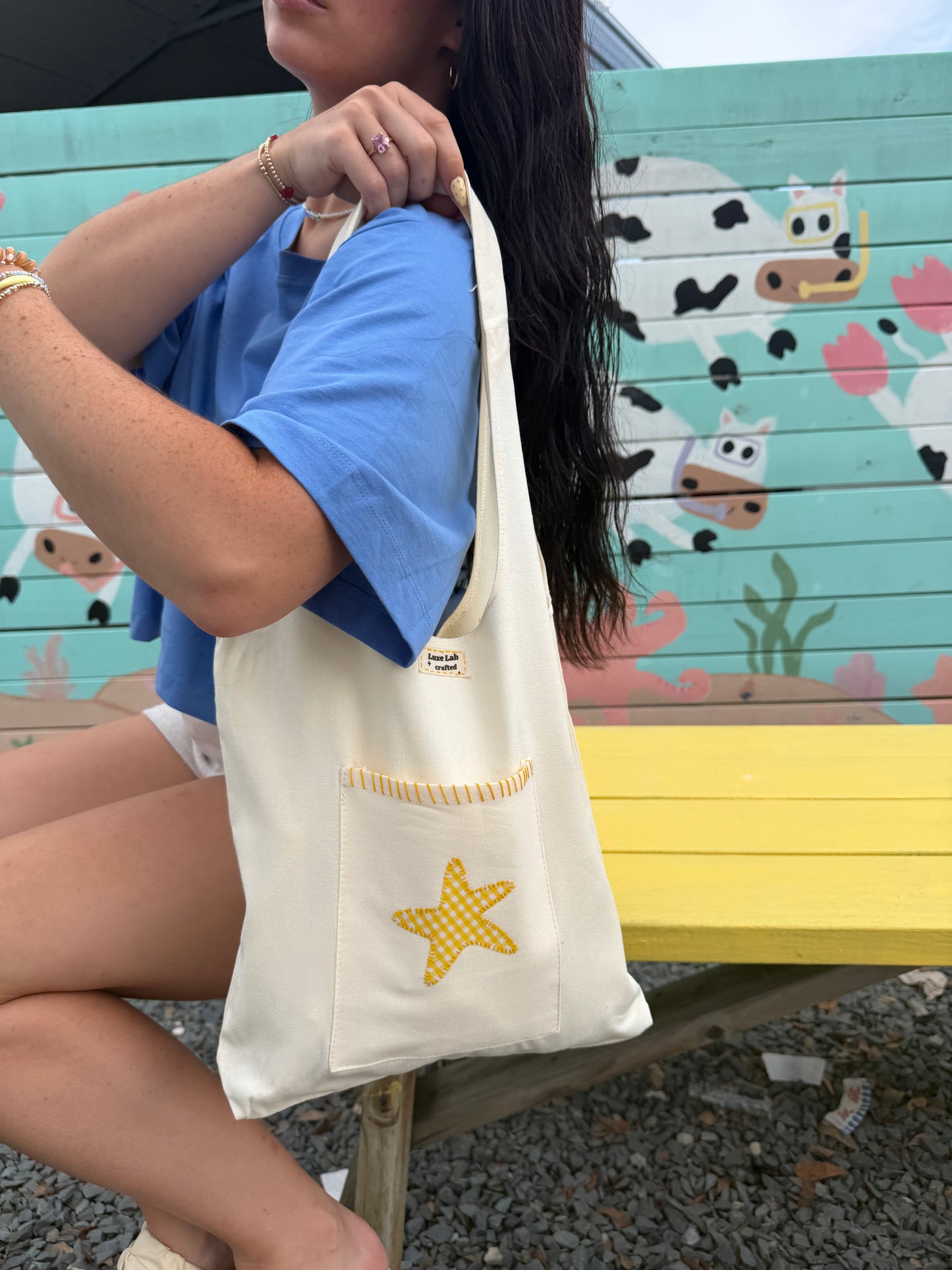 Yellow Starfish Tote Bag
