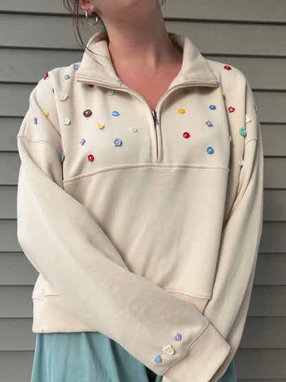 Colored Buttons Collared Pullover