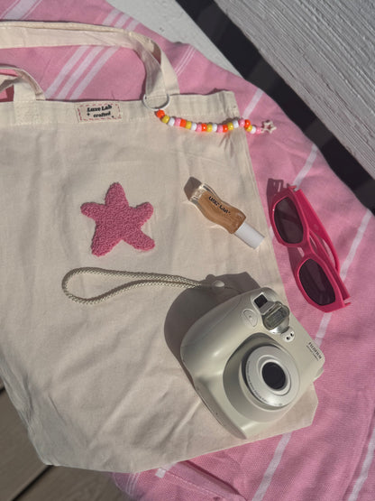 Starfish punch needle tote bag